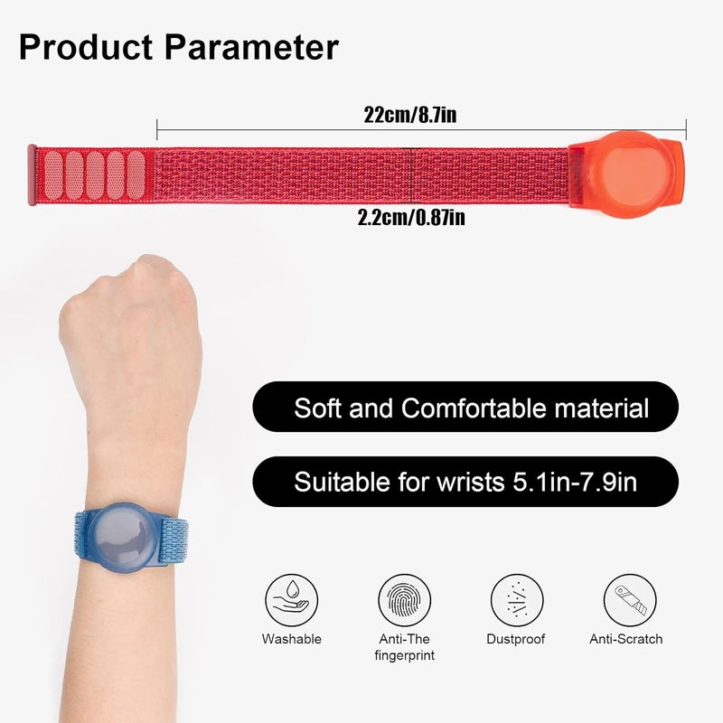 FNCOLL 2 Pack Kids Wristband for AirTag, Nylon Watch Band GPS Tracker Holder Protective Case Compatible with Apple Air Tag, Adjustable Anti-lost Bracelet for Toddler Baby Children Elders - Image 3